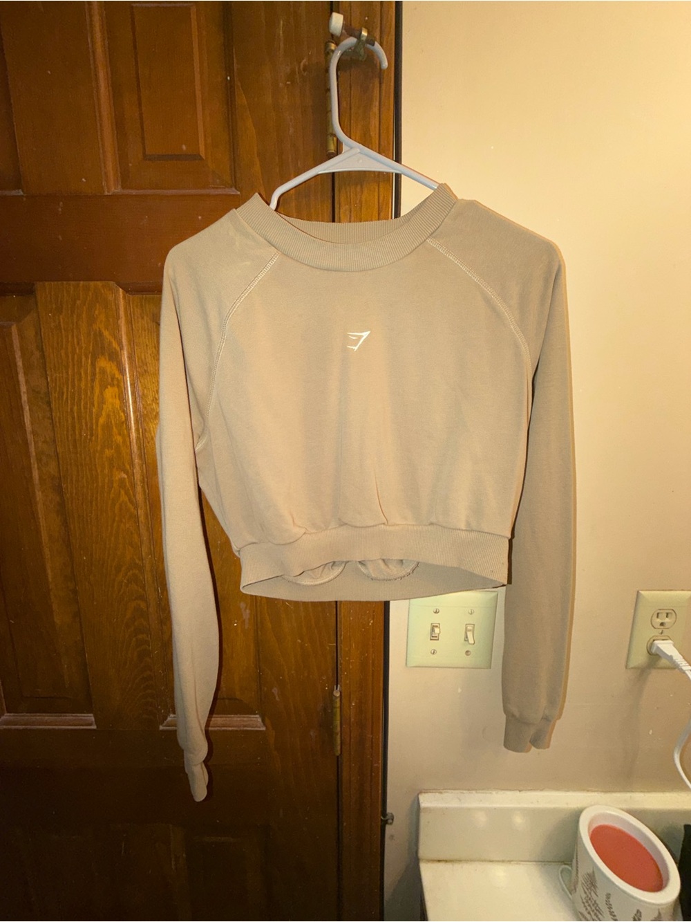 Gymshark Women's Taupe Cropped Crewneck Sweatshirt